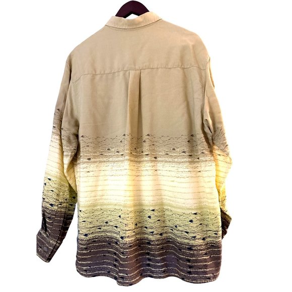 Andrew Fezza New York 100% Rayon Multi Green Hues Men’s Long Sleeve Shirt Size X - Picture 2 of 8